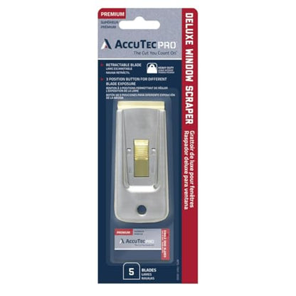 Deluxe Window Scraper - Precision in Tight Corners, Compatible with 0.009" or 0.012" Blades, Includes 5 Carbon Steel Blades - APTL-7001