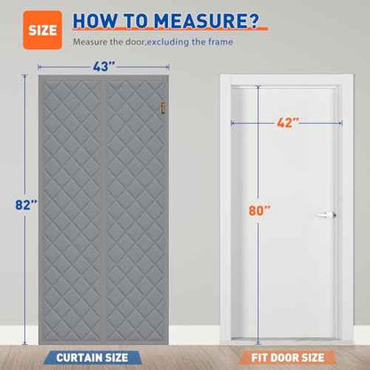 MAGZO Magnetic Thermal Insulated Door Curtain Fits Door Size 42" x 80", Oxford Cloth Strong Magnets Winter Entrance Insulation, Thicken Cotton Weatherproof Doorway Cover, Gray