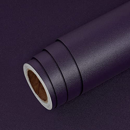 Livelynine Dark Purple Peel and Stick Wallpaper Removable Contact Paper for Countertops Desk Cabinets Walls Gothic Moody Wall Paper for Bedroom Bathroom Living Room Dorm Shelves Vinyl Wrap 15.8x78.8