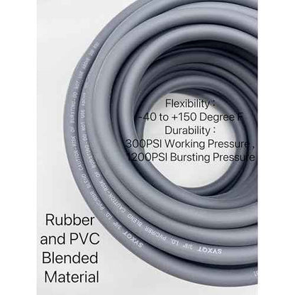 Hybrid Air Hose 3/8-Inch x 50FT£¬Air Compressor Hose 300 PSI Heavy Duty, Lightweight, Kink Resistant, All-Weather Flexibility with 1/4-Inch Industrial Air Fittings and Bend Restrictors,Gray