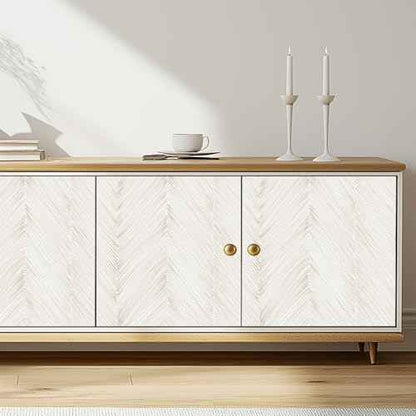 Modern Peel and Stick Wallpaper A Set of 17.3"x120" Beige Herringbone Striped Wallpaper Self-Adhesive Removable Contact Paper for Cabinets Bathroom Bedroom Wall Decor