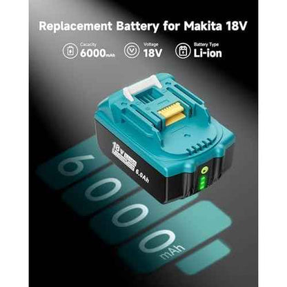18V Lithium Battery Replacement for Makita 18V Battery 6.0Ah Compatible with Makita 18V Battery BL1860B BL1850B BL1840B BL1830B, 2Pack