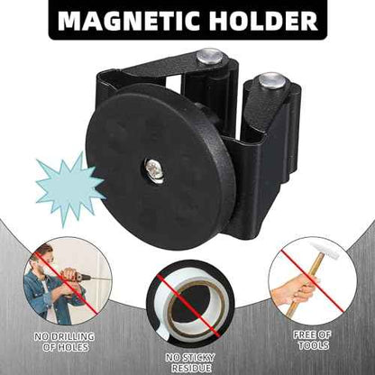 10 Pcs Magnetic Mop Broom Holder Movable Magnetic Broom Holder Rack, Anti Slip Wall Mounted Utility for Cleaning Tools, Garage, Kitchen, Laundry, Garden (Black)