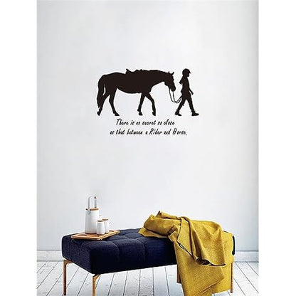 Equestrian Wall Sticker - "There is no secort so close" Quote Decals - 22"x14" (Black-JZY072-Girl Horse)