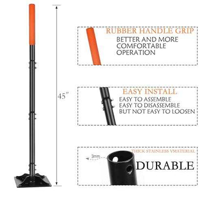Steel Tamper 8in¡¿8in, 45in Long-Handled Hand Tamper with Rubber Grip, Durable Ground Tamper, Ideal for Leveling Garden Soil, Gravel, as Well as Laying Floor Tiles and Repairing Blacktop