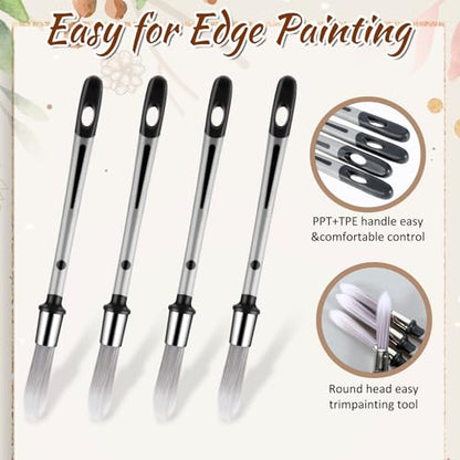 4PCS Paint Brush, 0.37Inch Trim Paint Brush, Small Paint-Brushes for Painting Walls, Corner Detail Painting-Brush Set, Edge Painting-Tool for Painting Detail Areas and Small Paint-Repairs