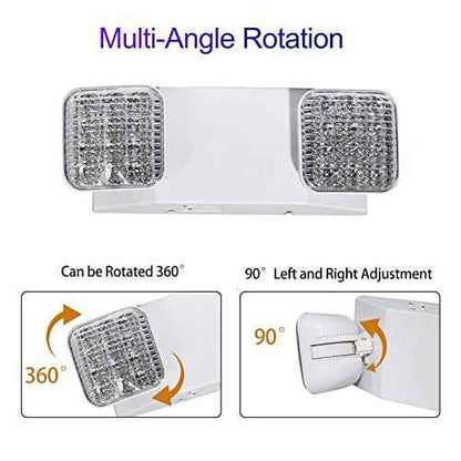 CM MZY Emergency Lights with Battery Backup,Commercial Emergency Light,Two Adjustable LED Light Head Emergency Lighting Fixtures,120-277V AC, UL Certified,2 Pack