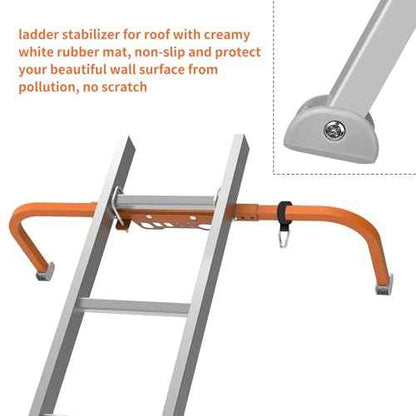 Aluminum Ladder Stabilizer for Roof Gutter Cleaning with Tool Tray, Heavy Duty Extended Ladder Accessories, Ladder Stand-Off Wing Span with Non-Slip Rubber Bottom Pad