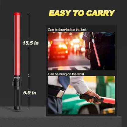 4 Pack 21 Inch Traffic Wand, Air Traffic Control Wand with 3 Flashing Modes, LED Multifunction Traffic Safety Baton for Airport, Parking, Car Directing