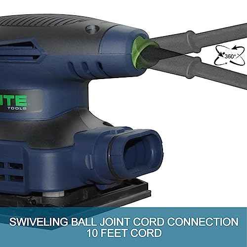 ZEITE 2.4 Amp 1/4 Sheet Sander with 12Pcs Sandpapers, Electric Palm Sander for Woodworking, 10 Ft Cord, 14000 OPM, Vacuum Attachment, Cyclonic Dust Box for Wood Polishing Sanding
