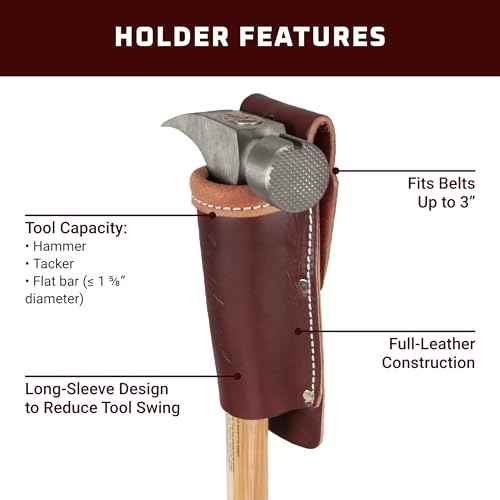 Occidental Leather No Slap Hammer Holder - Long Sleeve Design - Accommodates Hammer Tackers & Flat Bars - Accepts Up to a 3¡± Wide Belt - Made in USA