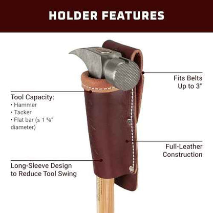 Occidental Leather No Slap Hammer Holder - Long Sleeve Design - Accommodates Hammer Tackers & Flat Bars - Accepts Up to a 3¡± Wide Belt - Made in USA