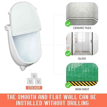 Wall Mounted Commercial Urinal With Hinged Cover Bathroom Washout Urinal for Men Plastic Urinals for Men Waterless Urinal Garage Urinal Urine Diverter Outdoor Urinal For Home Shed Backyard RV (white)