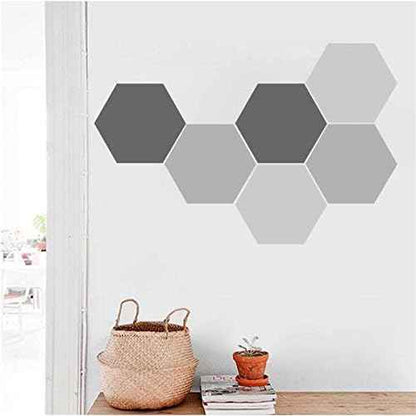 6 Honeycomb Wall Decal Stickers Geometric Hexagons Vinyl Wall Stickers Home Decor 24x28cm D625 (Light Grey+Grey+Dark Grey)