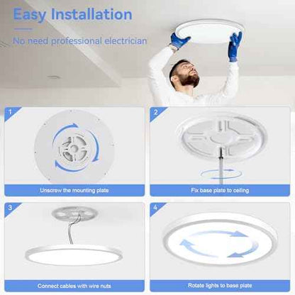 hunhun 20 Inch Dimmable 50W 5200M LED Flush Mount Ceiling Light Large Ceiling Light Fixture,3000K/4500K/6000K Selectable,Ultra Thin Flat Ceiling Lamp for Kitchen, Bedroom, Living Room(White,1Pack)