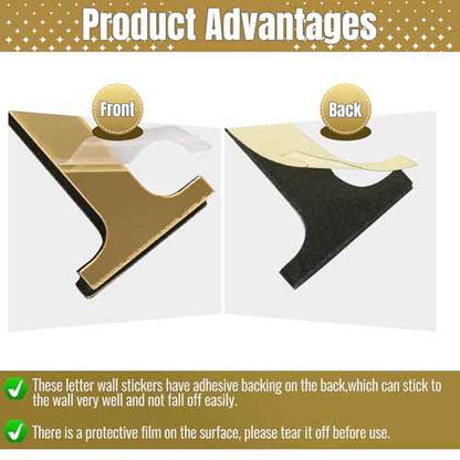 3D Letters for Wall Decor£¬7.87 Inch Gold Elegant Acrylic Letters for Wall Stickers Decor and DIY Home Decoration £¨K,1 pcs£©