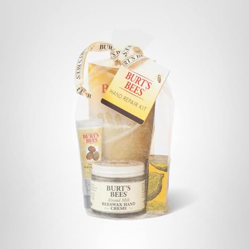 Burt's Bees Gifts Ideas - Hand Repair Set, 3 Hand Creams plus Gloves - Almond Milk, Lemon Butter Cuticle Cream, Shea Butter Repair