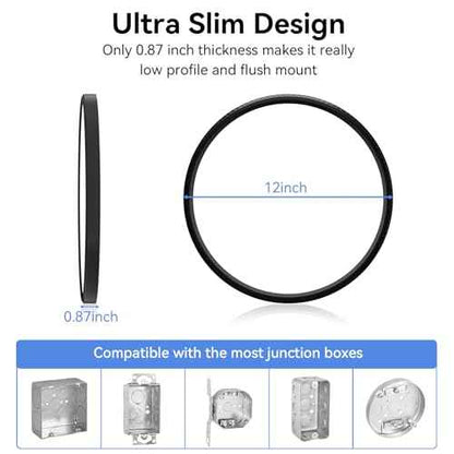 4 Pack 12 Inch Dimmable LED Flush Mount Ceiling Light Fixture 28W 3200LM 5 Color Temperature in One Super Slim Round Ceiling Lamp Low Profile Ceiling Lights for Living Bedroom Kitchen Laundry Black