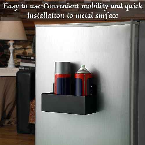 Gisafai 2 Pcs Magnetic Aerosol Spray Can Holder Heavy Duty Magnet Toolbox Bottle Holder Easy Install Spray Can Organizer Wall Mounted Bottle Rack for Garage(8.27 x 3.15 x 4.33 Inch,Black)