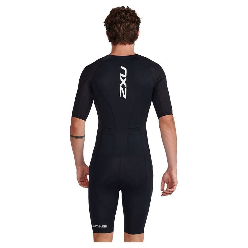 2XU Men's Trisuit Aero Sleeved Front Zip - Performance Triathlon Suit for Muscle Support