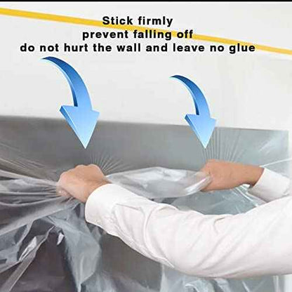 Masking Film Masking Plastic Film Pre-Folded Hand Masker Film for Painting & Automotive Plastic Masking Film Overspray Protection (3.6 Feet x 65 Feet, 3 Rolls)