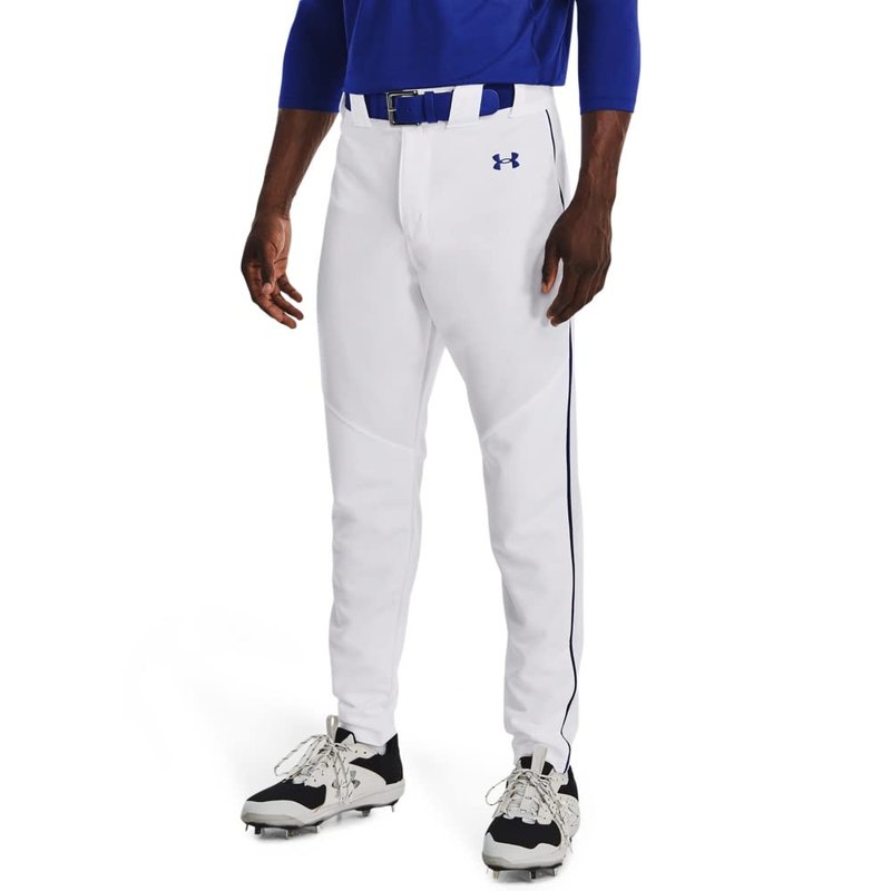 Under Armour Men's Utility Baseball Straight Leg Pant Pipe 22, (101) White/Royal/Royal, Medium
