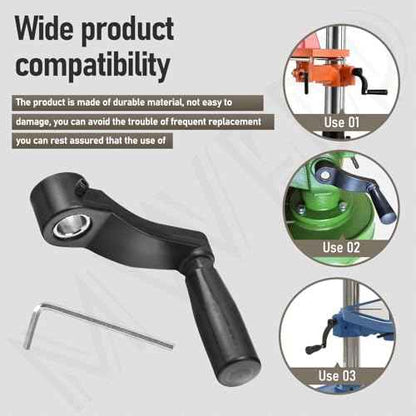 Drill Press Table Elevation Crank Handle 1344258 for Delta drill Press Table, having a 14.5 mm (9/16") diameter elevating shaft and 6" swing