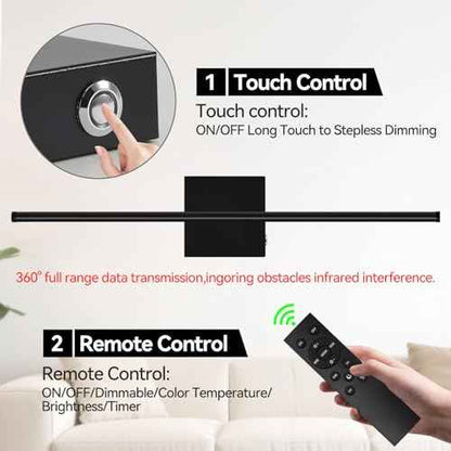 Battery Operated Wall Sconces Set of 2, Wall Sconce with Remote Control, 26.7 Inch 3000K-6000K Dimmable Wireless Rechargeable Sconce,Wall Lights for Bedroom, Living Room, Hallway(Black)