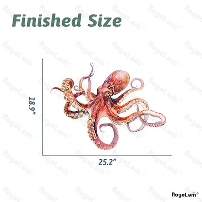 Lifelike Red Octopus Wall Decal Nursery Sea Animal Wall Sticker for Bathroom Removable Peel and Stick Waterproof Wall Art Decor Stickers for Kids Baby Classroom Living Room Playing Room