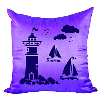 Lighthouse Stencil, 4.5 x 4.5 inch - Sea Ocean Nautical Sailboat Clouds