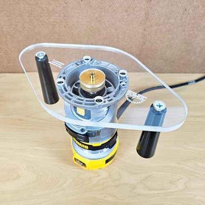 WOOD GRAIN JUNKIE¢ç TrimFit Pro¢ç Dual Grip Router Base Plate Compatible with DeWalt DWP611 & DCW600B, 6¡±x10¡± Clear Acrylic Base with Handles, Fits Standard Guide Bushings, Made in USA