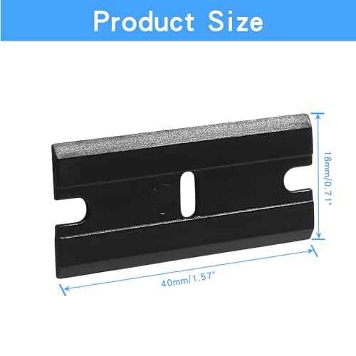 100pcs Plastic Razor Blades, Double Edged Plastic Blades, Safety Glass Scraper Blades for Cleaning Glass Removing Adhesive Residue(Black)
