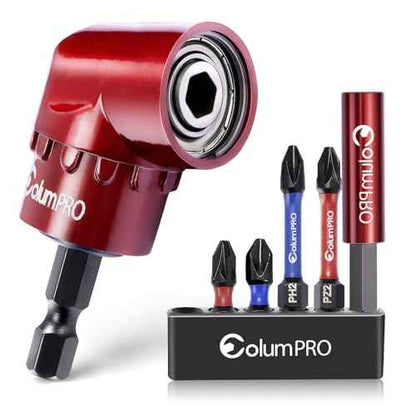 105 Degree Right Angle Drill Screwdriver Bit Set, 1/4¡± Hex Shank Right Angle Drill Attachment with 4PCS PZ2 & PH2 Screwdriver bits and bit holder