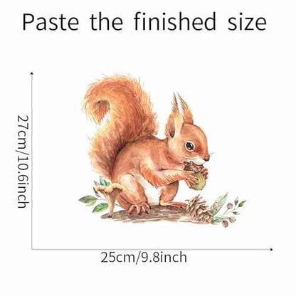 Cute Baby Squirrel Pinecone Wall Stickers, sacinora Cartoon Little Animal Wall Decals Removable Vinyl Peel and Stick for Kids Baby Nursery Living Room Bedroom Playroom Kindergarten Art Decorations