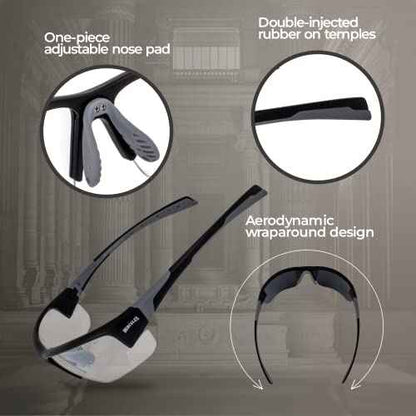 Global Vision Hercules 7 Auto-Darkening Photochromic Safety Sunglasses Clear to Smoke Lens ANSI Z87.1 Transitional Glasses