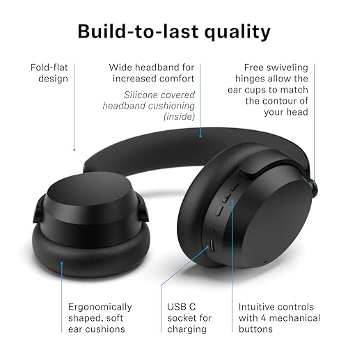 Sennheiser ACCENTUM Wireless Bluetooth Headphones Noise Cancelling - Up to 50HR Playtime, Hybrid Noise Cancelling (ANC), All-Day Comfort, Bluetooth Over Ear Headphones for School, Traveling, Black
