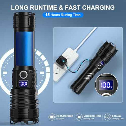 Flashlights High Lumens LED Rechargeable, 99,000 Lumen Super Bright Flashlight High Power USB Flash Light,Waterproof Handheld LED Flashlight for Camping Hiking
