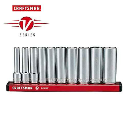 CRAFTSMAN V-SERIES Socket Set, Deep MM, 1/4 Inch Drive, 10 Piece (CMMT17515V)