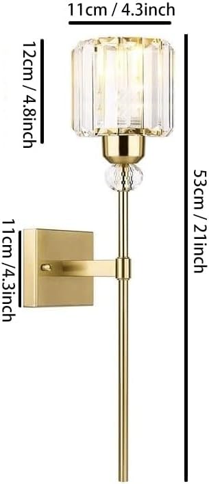 Modern Gold Wall Sconces Lighting Battery Operated Set of 2,No Wiring Rechargeable Wall Lights Fixture with Wireless Remote,Clear Glass Long Wall Lamp for Bedroom Bathroom Living Room Vanity Light