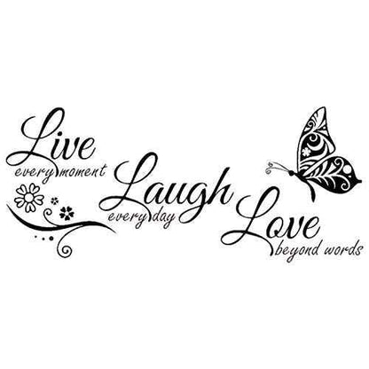 Live Laugh Love Wall Decal Art, Vinyl Live Every Moment Laugh Every Day Love Beyond Words Wall Decor Stickers Motivational Quotes for Bedroom, Removable Wall Sign Mural DIY Home Decoration(13.8Wx30L)