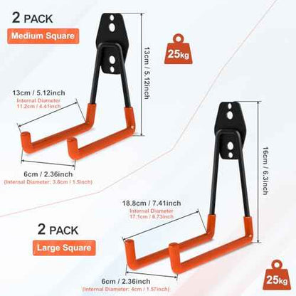 UCINNOVATE Garage Hooks Heavy Duty, 14 Pack Wall Mount Storage Hangers with Extra Welding Spots, Garage Organizer for Power Tool, Garden Tool, Utility, Ladder, Hose,WeedEater,Shovel,Blower(Orange)
