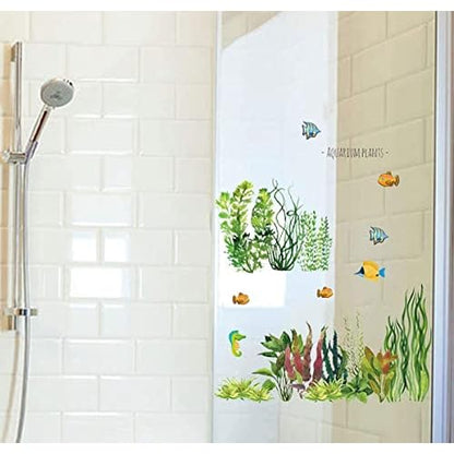 Green Fresh Plant Wall Stickers DIY Ocean Coral Reef and Seaweed for Home Bedroom Bathroom Classroom Decorations
