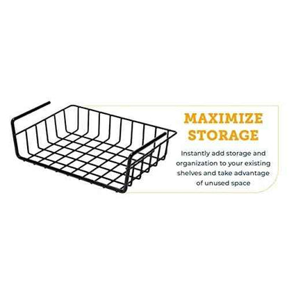 SnapSafe Hanging Shelf Document Basket, 76012 - Coated Wire Basket Maximizes Storage for Documents, Gun Accessories, & Ammo - Easy Access Under Shelf Storage for Gun Safes - Holds Up to 40 Pounds