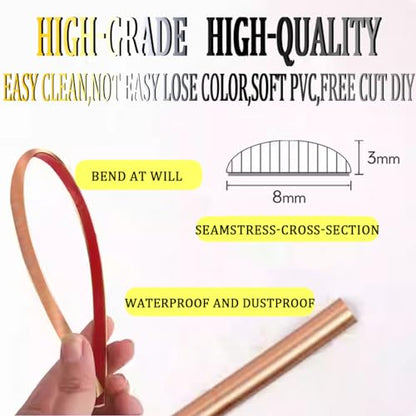 Rose Gold Self-Adhesive 3D Wall Edge Strip Peel & Stick Edge Seam Wall Sticker Decorative Tape Decorative for Ceiling/Corner/Mirror/Furniture/Wardrobe/Home & Car Decoration (0.8CM*5M/0.31IN*16.4FT)