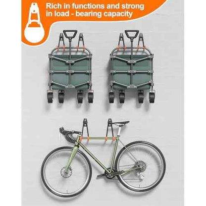 QcoQce 18 Pack Extension Cord Hooks with Wall Mount, Heavy Duty Utility Hangers for Hose, Wires, Cables, Garage Organization with Anti-Slip Coating, Screws Included (Orange)