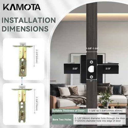 KAMOTA Passage Door Levers, 4 Pack Black Heavy-Duty Door Handles, Square Non-Locking Door Knobs, Right and Left Handed for Closets, Hallways and Conference Rooms