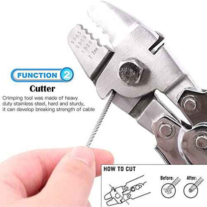 Stainless Steel Wire Cable Crimping Tool Kit, Cutter &Crimper Plier, 100FT 304 Wire Rope, 100pcs Aluminum Sleeves Stops Complete Kit (1/16'' Stainless Steel Cable Kit)