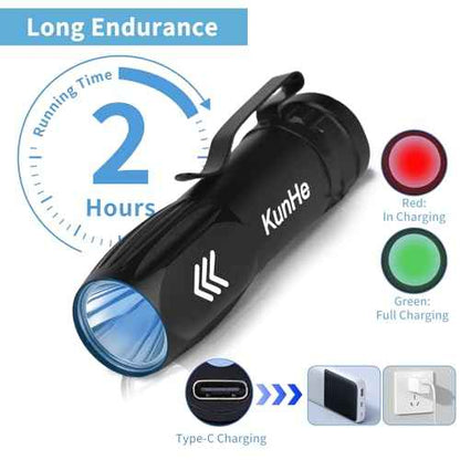 KunHe 10 Pack 365nm UV Flashlightt, Mini Rechargeable UV Light 3W for Pet Stain Detection, Hotel Cleaning, Resin Curing, Gem & Scorpion Inspection, Stocking Stuffers
