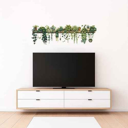 Green Plant Wall Stickers Vinyl Wall Decals Removable Wall Clings Peel and Stick Wall Mural for Bedroom Living Room Office (Small)