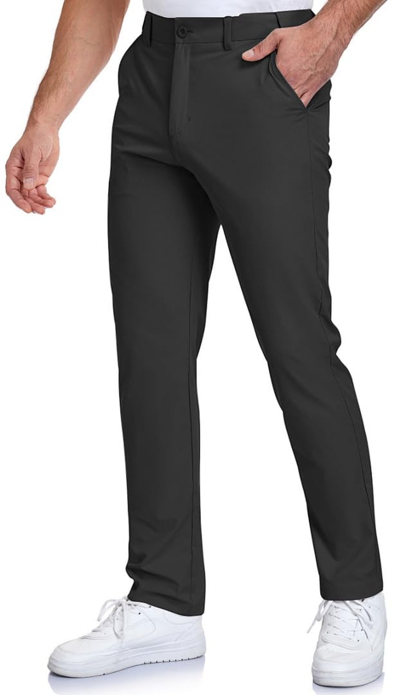 SPOSULEI Golf Pants for Mens Slacks Dress Quick Dry Lightweight Work Casual Comfort Relaxed fit Anti-Slip Trousers with Pockets Black 34Wx30L
